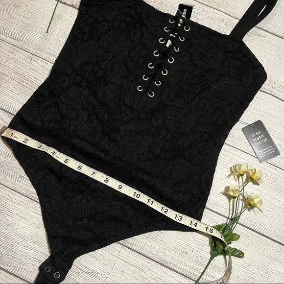EXPRESS Black Lace-Up Bodysuit - Picture 12 of 15